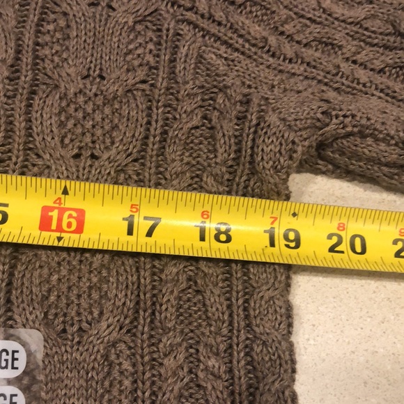 JEANNE PIERRE TUNIC LENGTH TIED FRONT CABLE KNIT SWEATER TAUPE SIZE LARGE NEW - Picture 9 of 11